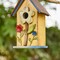 Set of 2 10.25''H Distressed Solid Wood Cottage Garden Birdhouse with 3D Flowers